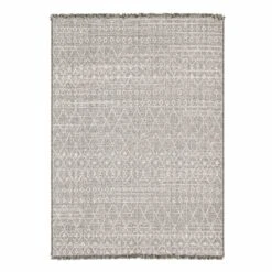 (E476) Tracey Boyd Leeward Grey & White Area Rug, 5x7