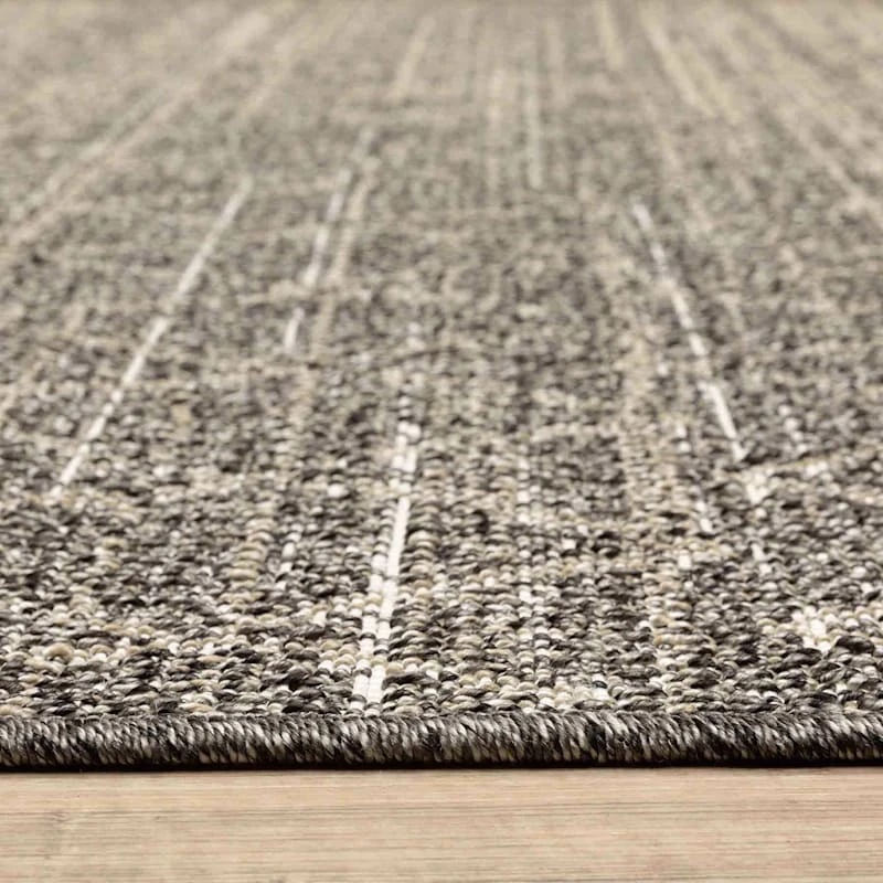 (E476) Tracey Boyd Leeward Grey & White Area Rug, 5x7 3 (E476) Tracey Boyd Leeward Grey & White Area Rug, 5x7 - Image 3