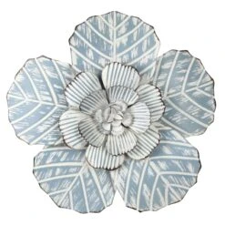 Embossed Blue Metal Flower Wall Decor, 10"