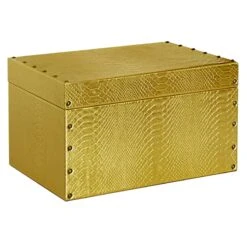 Faux Leather Gold Rectangle Box, 15x7