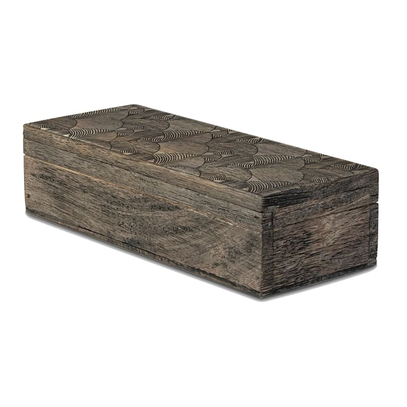 Found & Fable Etched Wooden Box, 4x10 1 Found & Fable Etched Wooden Box, 4x10