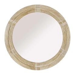 Found & Fable Wood Framed Round Wall Mirror, 34"