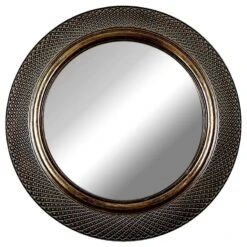 Framed Bronze Woven Embossed Wall Mirror, 16"