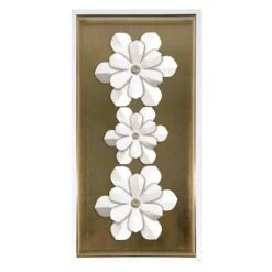 Framed White 3D Floral Print Wall Art, 12x24