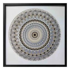 Glass Framed Abstract Mandala Print Wall Art, 25"