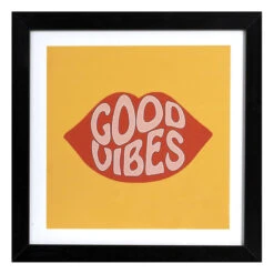 Glass Framed Good Vibes Print Wall Art, 12"