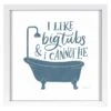 Glass Framed I Like Big Tubs Bathroom Wall Art, 13"