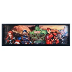 Glass Framed Marvel Avengers Group Printed Wall Art, 30x10