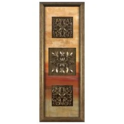 Glass Framed Triple Medallion Wall Art, 12x36