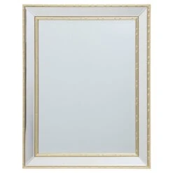 Gold Bamboo Trimmed Beveled Wall Mirror, 22x28