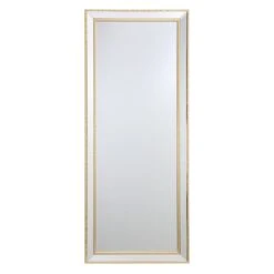 Gold Bamboo Wood Trimmed Beveled Wall Mirror, 24x58