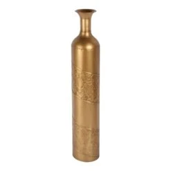 Gold Metal Floor Vase, 34.5"