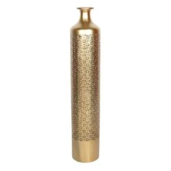 Gold Metal Floor Vase, 35"
