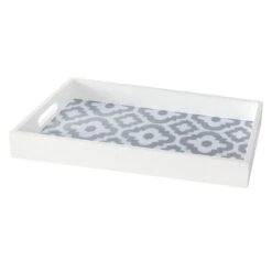 Grace Mitchell Blue & White Print Wood Decorative Tray, 18x12