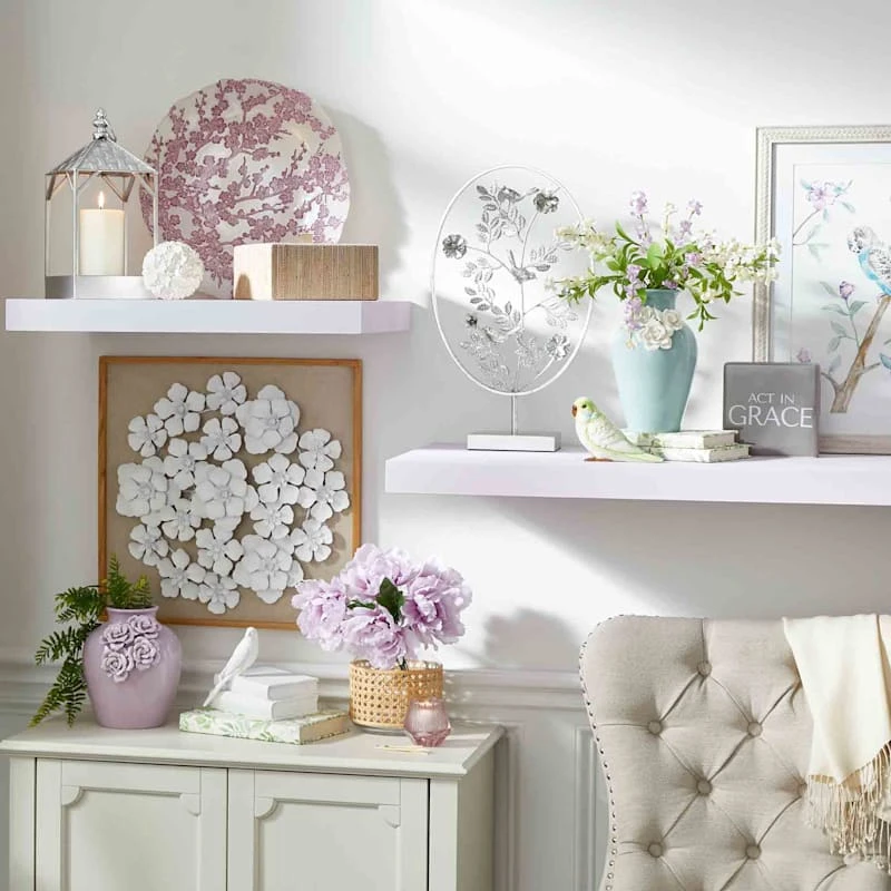 Grace Mitchell Lilac Floral Glass Bowl, 16" 2 Grace Mitchell Lilac Floral Glass Bowl, 16" - Image 2