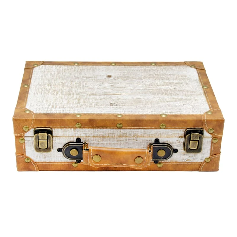 Grace Mitchell Vintage Style Wooden Suitcase Decor, 12" 1 Grace Mitchell Vintage Style Wooden Suitcase Decor, 12"