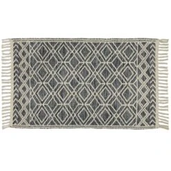 Grey Geo Woven Cotton Jacquard Accent Rug, 27x45