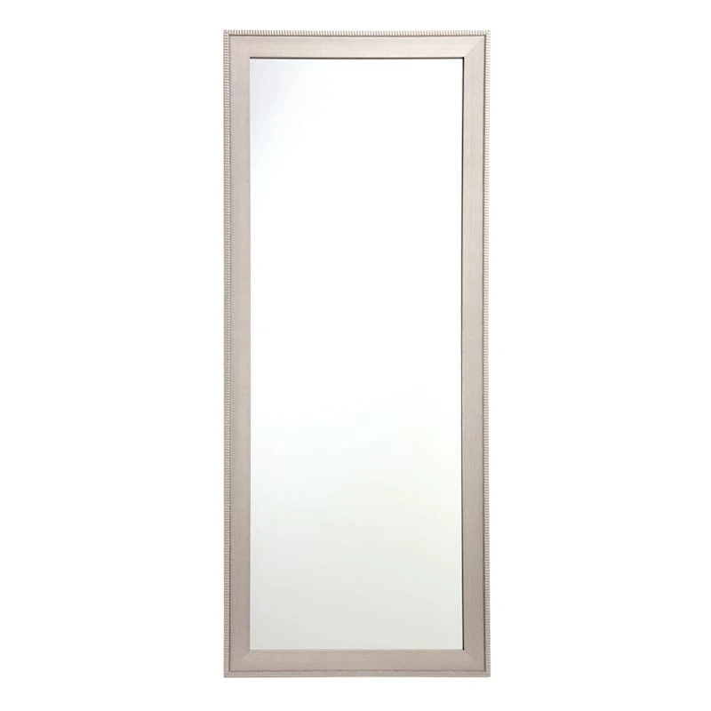 Grey Striped Trim Framed Wall Mirror, 24x58 1 Grey Striped Trim Framed Wall Mirror, 24x58