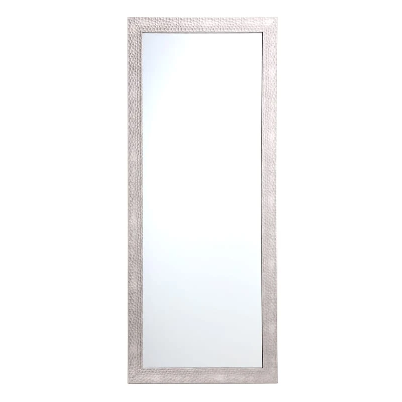 Hammered Silver Framed Wall Mirror, 24x58 1 Hammered Silver Framed Wall Mirror, 24x58