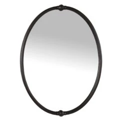 Honeybloom Black Oval Metal Wall Mirror, 20x28