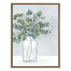 Honeybloom Framed Eucalyptus Canvas Wall Art, 19x25