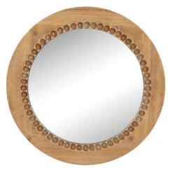 Honeybloom Framed Wooden Round Wall Mirror, 24"