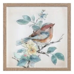 Honeybloom Glass Framed Bird Print Wall Art, 16"