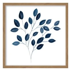 Honeybloom Glass Framed Blue Botanical Print Wall Art, 17"