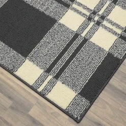 Honeybloom Grey & Ivory Plaid Loop Kitchen Mat, 2x5 -Home Decor Store honeybloom grey ivory plaid loop kitchen mat 2x5 3