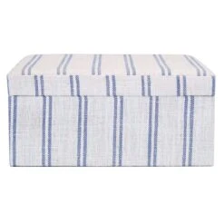 Honeybloom Ivory & Blue Striped Decorative Box, 6x5 11 Honeybloom Ivory & Blue Striped Decorative Box, 6x5 -Home Decor Store honeybloom ivory blue striped decorative box 6x5 3