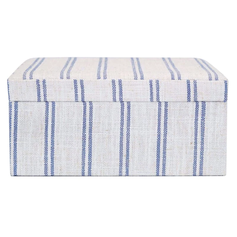 Honeybloom Ivory & Blue Striped Decorative Box, 6x5 3 Honeybloom Ivory & Blue Striped Decorative Box, 6x5 - Image 3