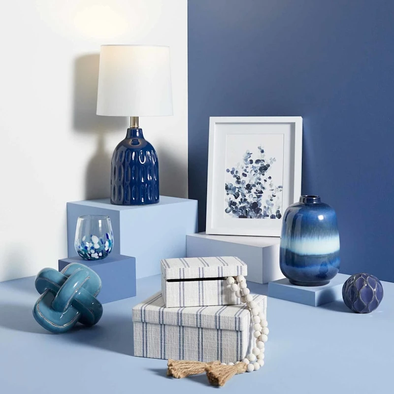 Honeybloom Ivory & Blue Striped Decorative Box, 6x5 6 Honeybloom Ivory & Blue Striped Decorative Box, 6x5 - Image 6