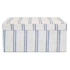 Home Decor Store -Home Decor Store honeybloom ivory blue striped decorative box 9x7 2
