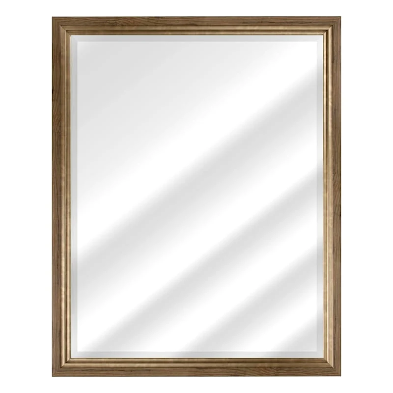 Honeybloom Natural Wood & Brass Wall Mirror, 22x28 1 Honeybloom Natural Wood & Brass Wall Mirror, 22x28
