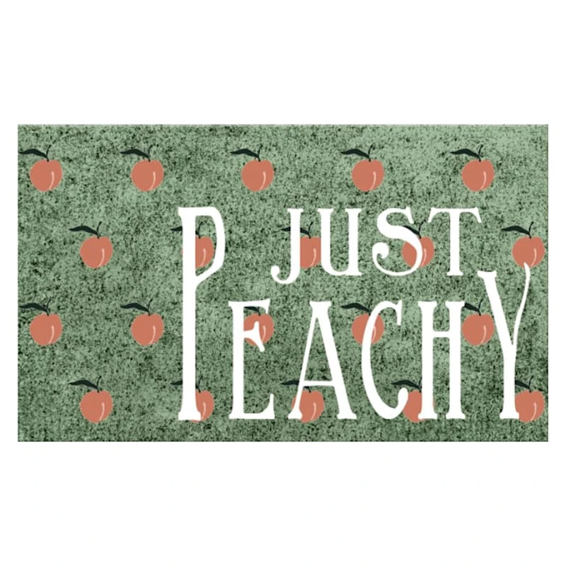 Just Peachy Green & Peach Coir Mat, 18x30 1 Just Peachy Green & Peach Coir Mat, 18x30