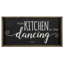 Kitchen Dancing Wood Framed Canvas Wall Art, 24x12