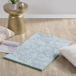 Laila Ali Foiled Icey Blue Faux Fur Accent Rug, 2x3 -Home Decor Store laila ali foiled icey blue faux fur accent rug 2x3 4