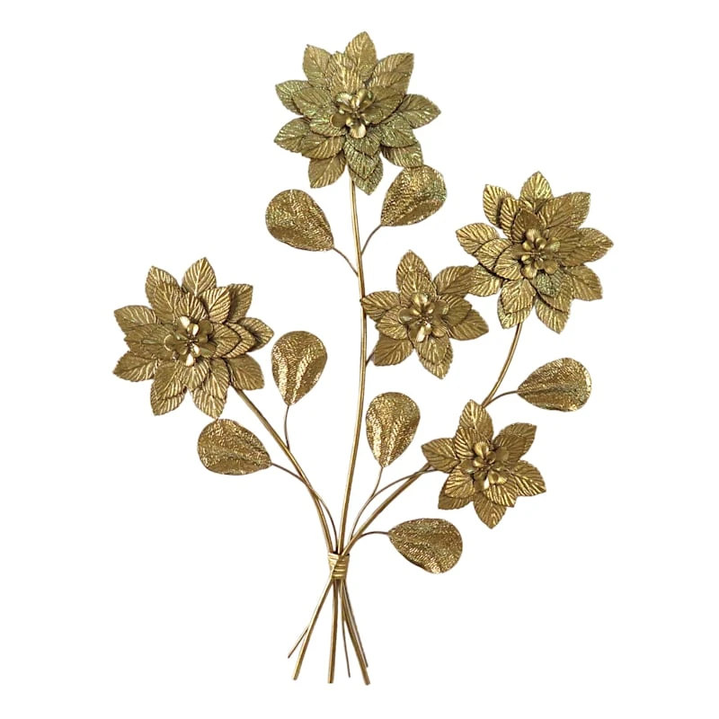 Metal Gold Floral Set Wall Art, 22x30 1 Metal Gold Floral Set Wall Art, 22x30