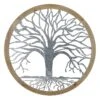 Metal & Wood Round Silver Tree Wall Art, 32"