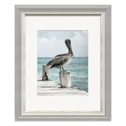 Miranda 16x20 Matted To 11x14 Poster Wall Frame, Distressed White & Champagne
