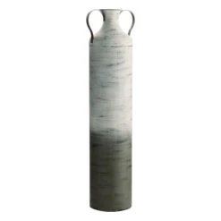 Neutral Metal Floor Vase With Handles, 30"