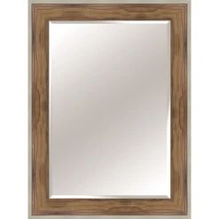 Pecan Wood & Silver Framed Wall Mirror, 32x44