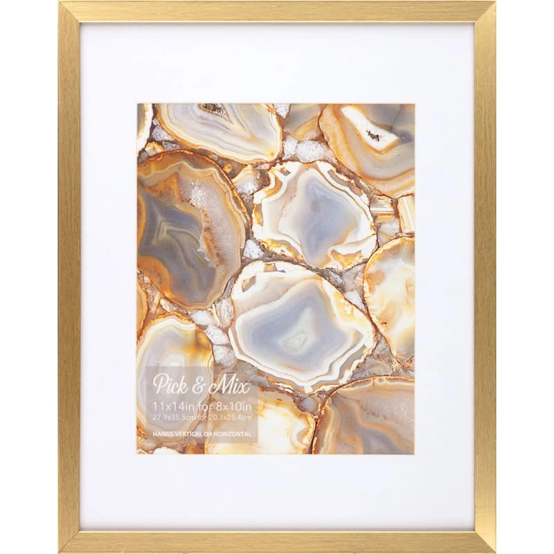 Pick & Mix 11x14 To 8x10 Linear Wall Frame, Gold 1 Pick & Mix 11x14 To 8x10 Linear Wall Frame, Gold
