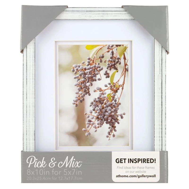 Pick & Mix 8x10 Matted To 5x7 Thin Linear Wall Frame, Whitewash 2 Pick & Mix 8x10 Matted To 5x7 Thin Linear Wall Frame, Whitewash - Image 2