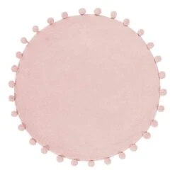 Pink Round Pom-Pom Accent Rug, 3'