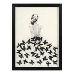 Providence Glass Framed Butterfly Print Wall Decor, 12x16