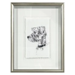 Providence Glass Framed Dog Sketch Print Wall Art, 13x17