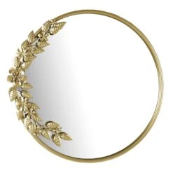 Providence Gold Floral Wall Mirror, 20x21