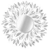 Providence Round Silver Metal Leaf Wall Mirror, 30"