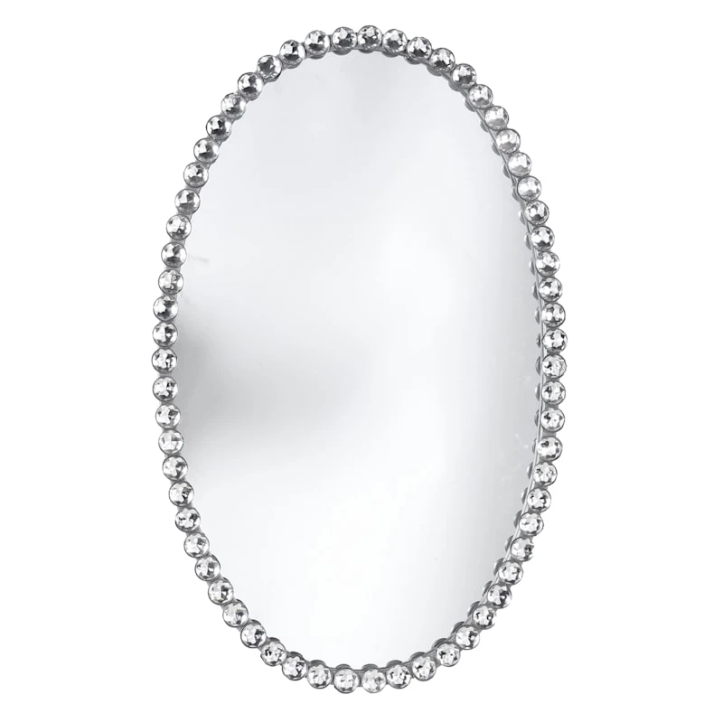 Providence Silver Metal Beaded Oval Wall Mirror, 14x22 1 Providence Silver Metal Beaded Oval Wall Mirror, 14x22